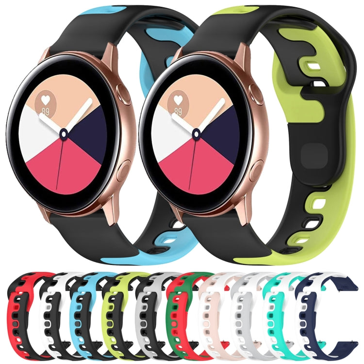 For Samsung Galaxy Watch Active 20mm Double Color Silicone Watch Band(Red+Green) - Watch Bands by PMC TechLife | Online Shopping South Africa | PMC TechLife
