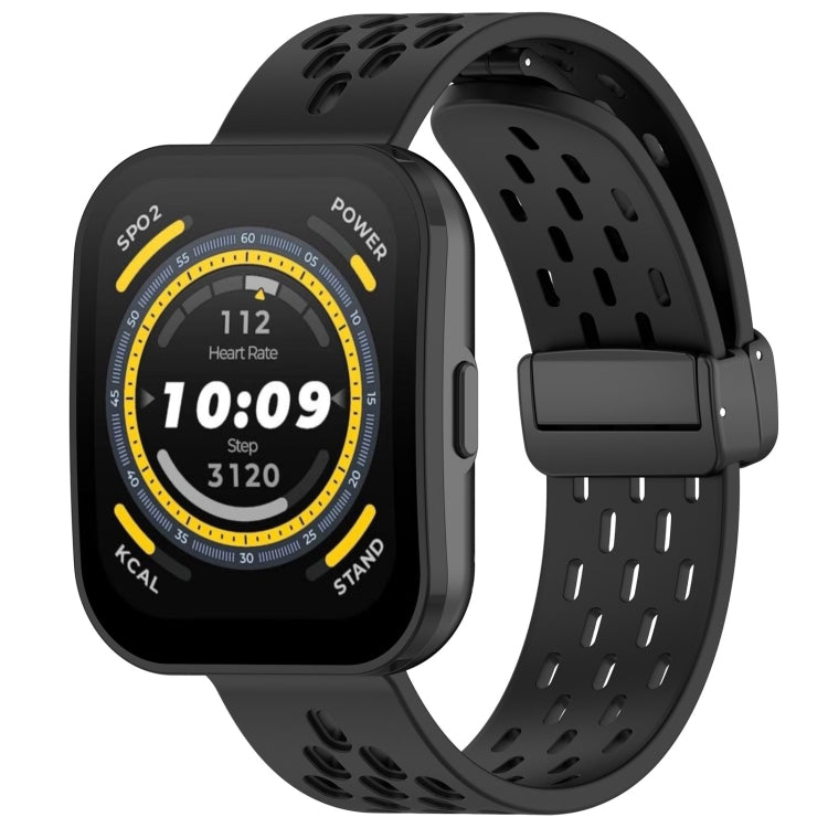 For Amazfit Bip 5 Folding Magnetic Clasp Silicone Watch Band(Black) - free shipping - PMC TechLife - Order now!
