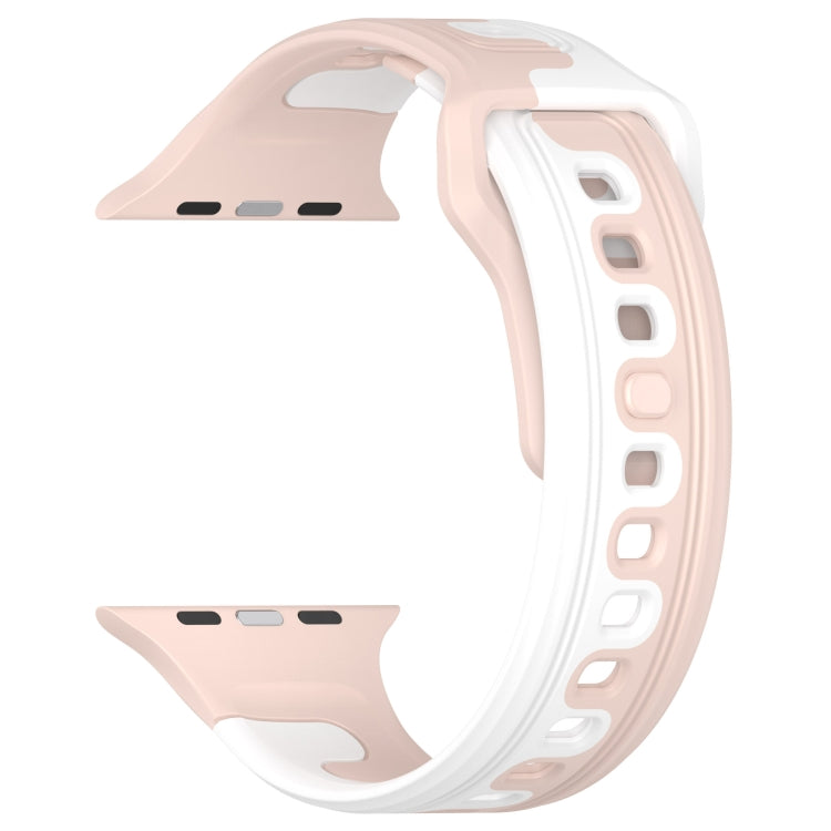 For Apple Watch 7 45mm Double Color Silicone Watch Band(Pink+White) - Watch Bands by PMC TechLife | Online Shopping South Africa | PMC TechLife