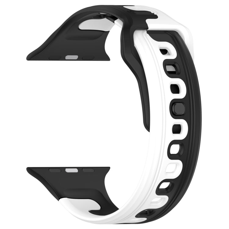 For Apple Watch 7 45mm Double Color Silicone Watch Band(Black+White) - Watch Bands by PMC TechLife | Online Shopping South Africa | PMC TechLife