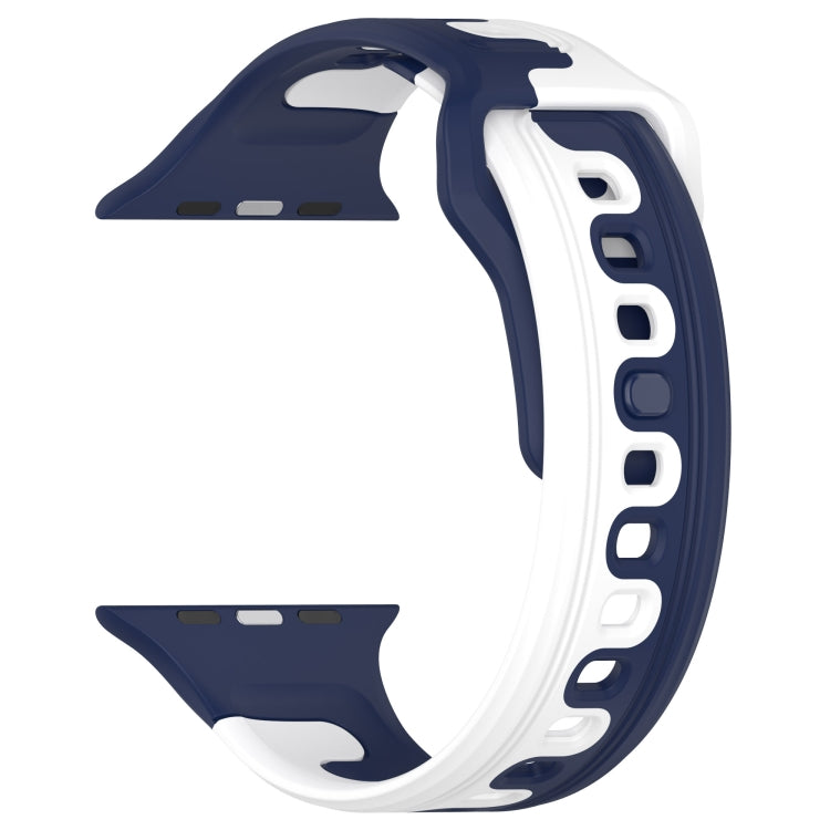 For Apple Watch SE 44mm Double Color Silicone Watch Band(Blue+White) - Watch Bands by PMC TechLife | Online Shopping South Africa | PMC TechLife