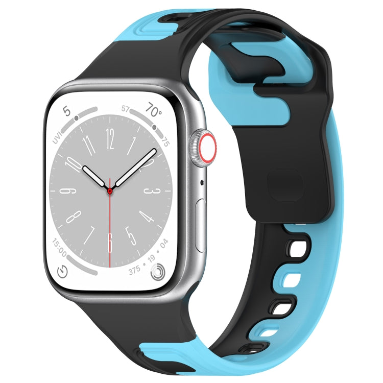 For Apple Watch SE 40mm Double Color Silicone Watch Band(Black+Blue) - Watch Bands by PMC TechLife | Online Shopping South Africa | PMC TechLife