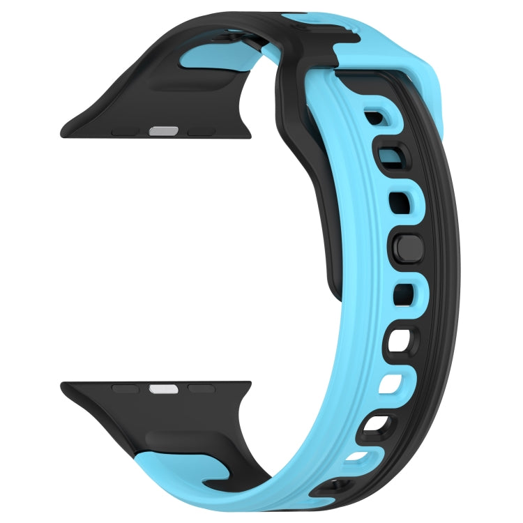 For Apple Watch SE 40mm Double Color Silicone Watch Band(Black+Blue) - Watch Bands by PMC TechLife | Online Shopping South Africa | PMC TechLife