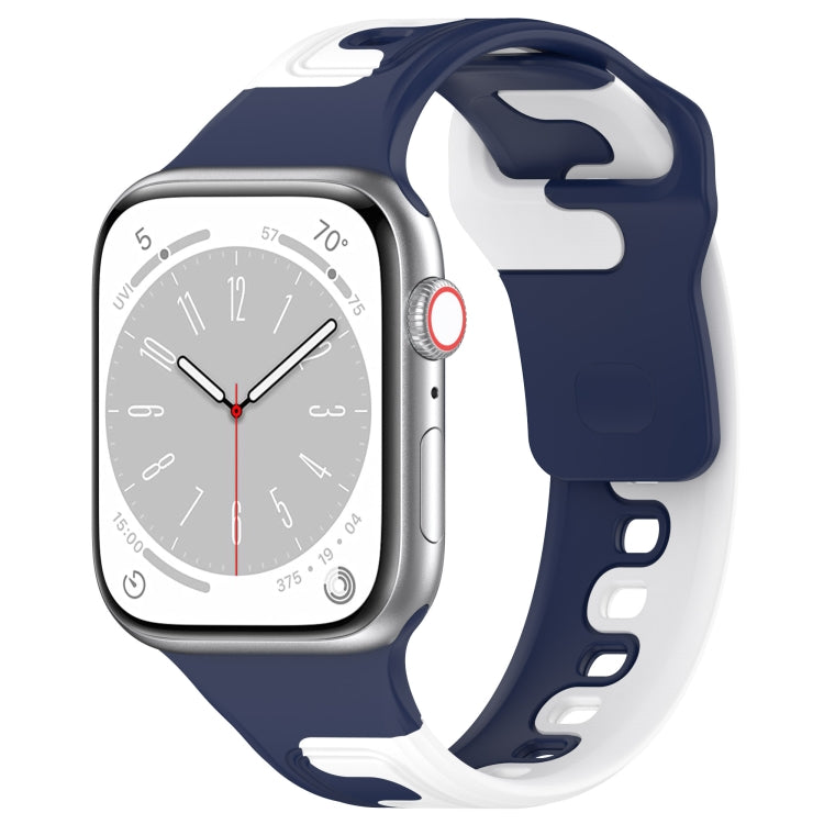 For Apple Watch 5 40mm Double Color Silicone Watch Band(Blue+White) - Watch Bands by PMC TechLife | Online Shopping South Africa | PMC TechLife