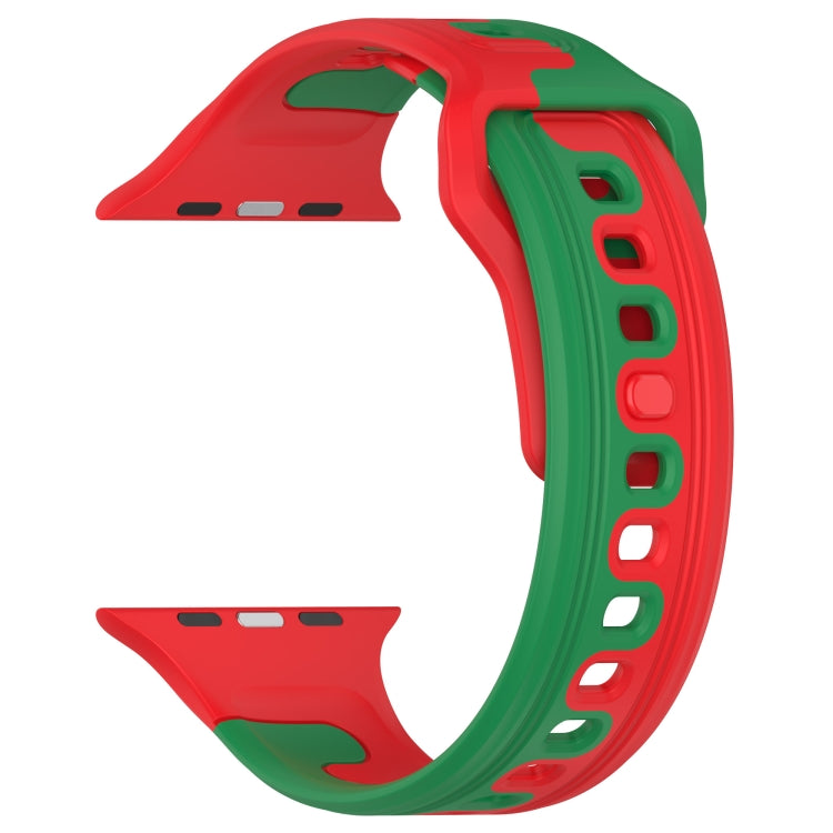 For Apple Watch 3 38mm Double Color Silicone Watch Band(Red+Green) - Watch Bands by PMC TechLife | Online Shopping South Africa | PMC TechLife