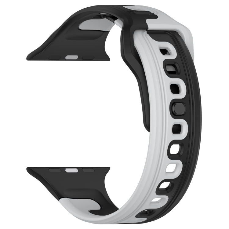 For Apple Watch 2 42mm Double Color Silicone Watch Band(Black+Grey) - Watch Bands by PMC TechLife | Online Shopping South Africa | PMC TechLife