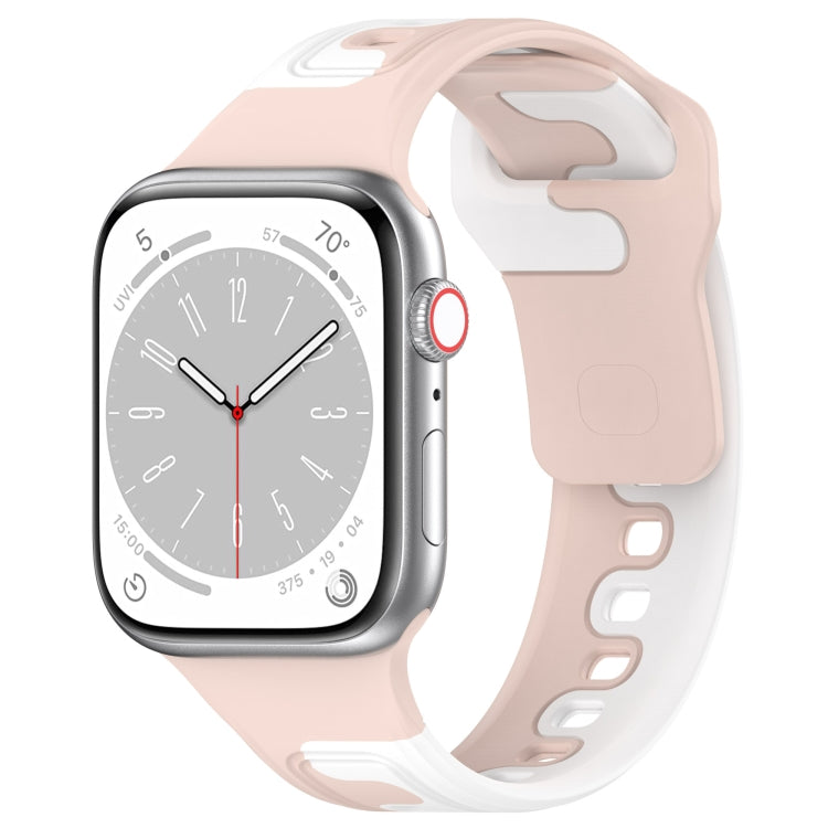 For Apple Watch 42mm Double Color Silicone Watch Band(Pink+White) - Watch Bands by PMC TechLife | Online Shopping South Africa | PMC TechLife