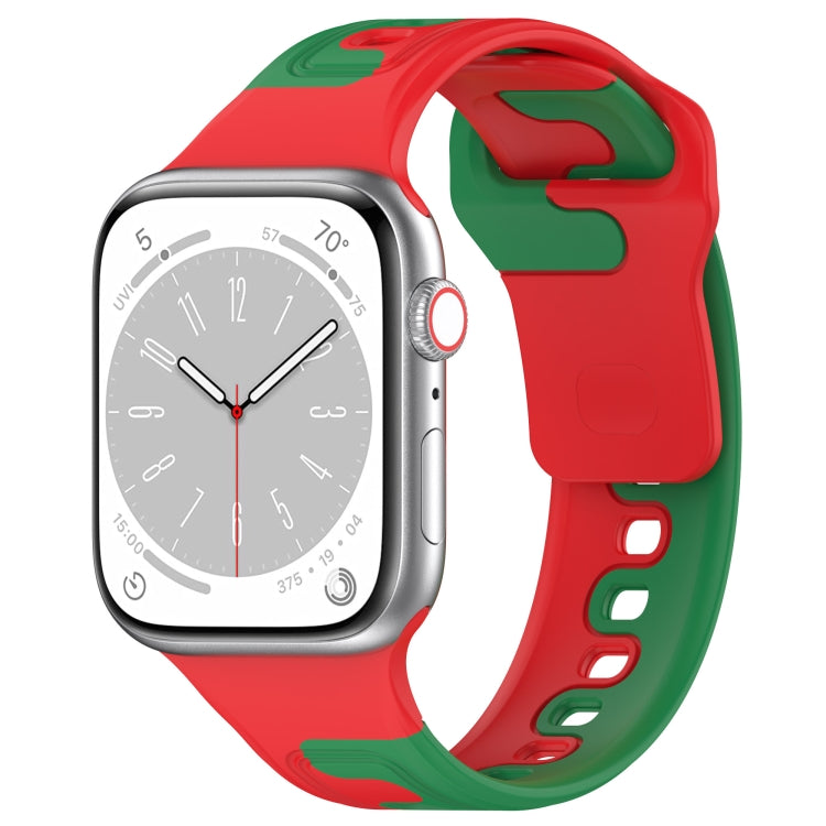 For Apple Watch 42mm Double Color Silicone Watch Band(Red+Green) - Watch Bands by PMC TechLife | Online Shopping South Africa | PMC TechLife