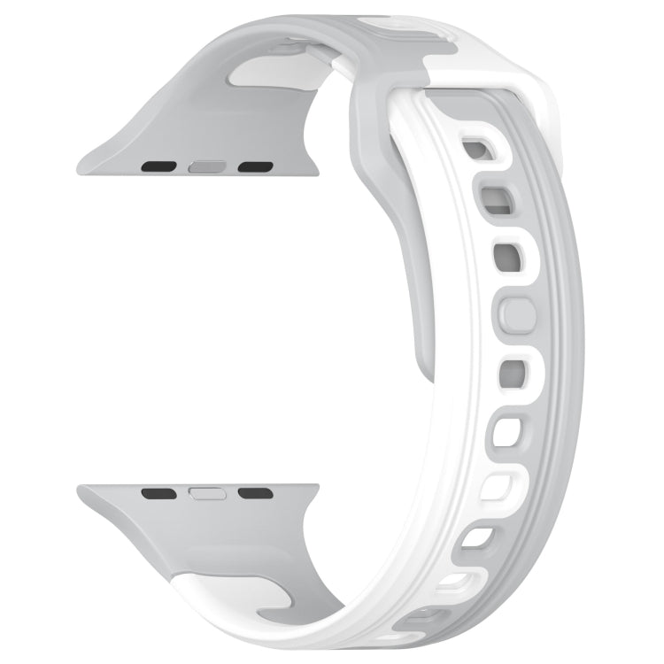 For Apple Watch 42mm Double Color Silicone Watch Band(Grey+White) - Watch Bands by PMC TechLife | Online Shopping South Africa | PMC TechLife