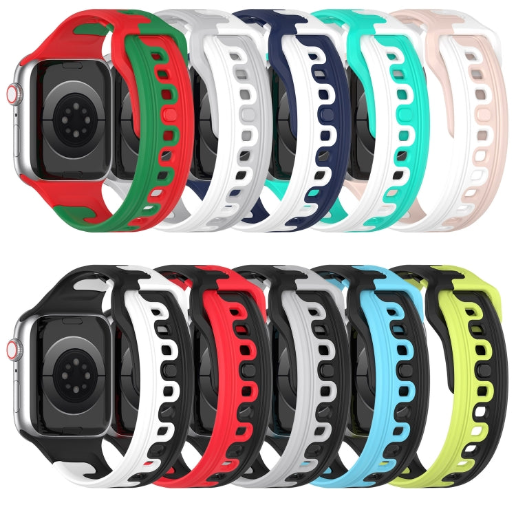 For Apple Watch 9 45mm Double Color Silicone Watch Band(Black+White) - Watch Bands by PMC TechLife | Online Shopping South Africa | PMC TechLife