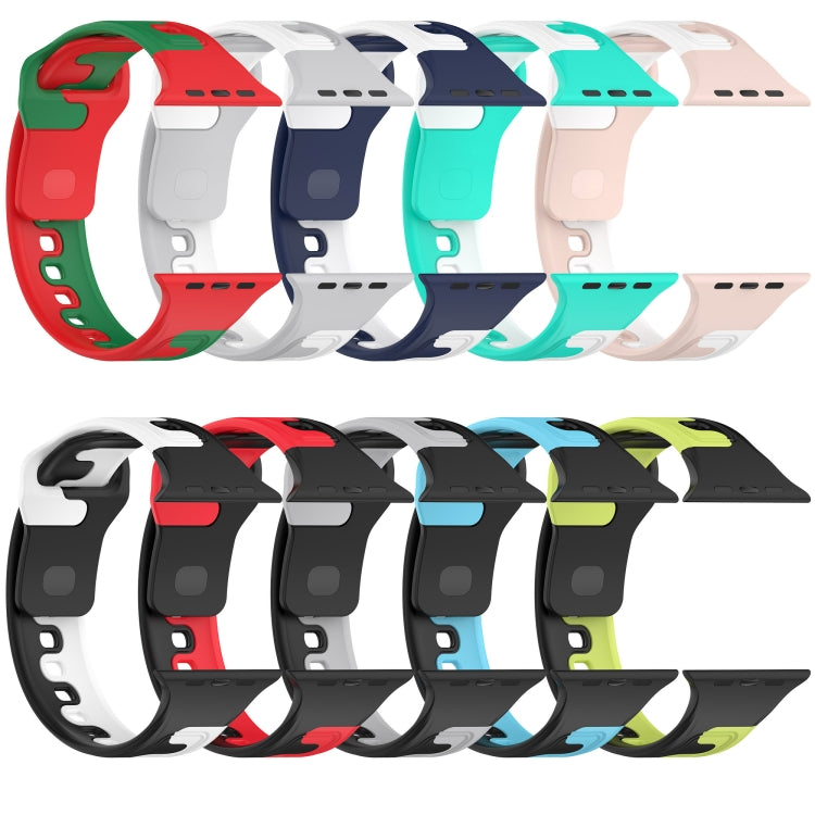 For Apple Watch 38mm Double Color Silicone Watch Band(Black+Blue) - Watch Bands by PMC TechLife | Online Shopping South Africa | PMC TechLife