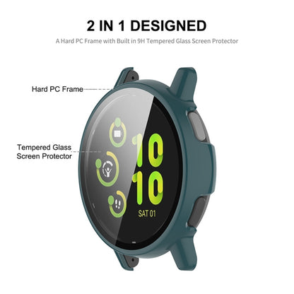 For Garmin Active 5 ENKAY Hat-Prince Full Coverage PC + Tempered Glass Film Integrated Watch Case(Dark Green) - Watch Cases by ENKAY | Online Shopping South Africa | PMC Jewellery