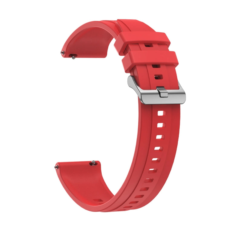 For Huawei Watch GT4 41mm Tire Pattern Silver Buckle Silicone Watch Band(Red) - Watch Bands by PMC TechLife | Online Shopping South Africa | PMC TechLife