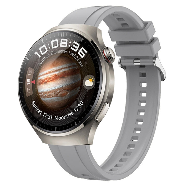 For Huawei Watch 4 Tire Pattern Silver Buckle Silicone Watch Band(Light Gray) - Watch Bands by PMC TechLife | Online Shopping South Africa | PMC TechLife