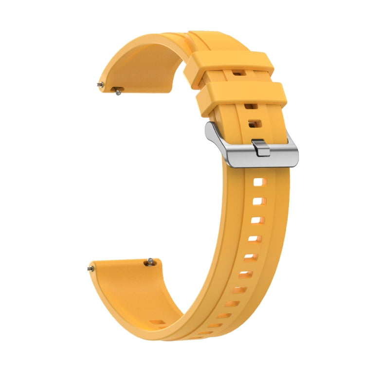 For Huawei Watch 4 Tire Pattern Silver Buckle Silicone Watch Band(Yellow) - Watch Bands by PMC TechLife | Online Shopping South Africa | PMC TechLife