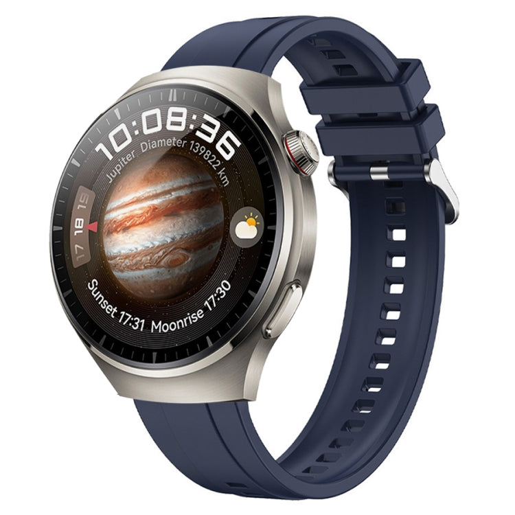 For Huawei Watch 4 Tire Pattern Silver Buckle Silicone Watch Band(Midnight Blue) - Watch Bands by PMC TechLife | Online Shopping South Africa | PMC TechLife