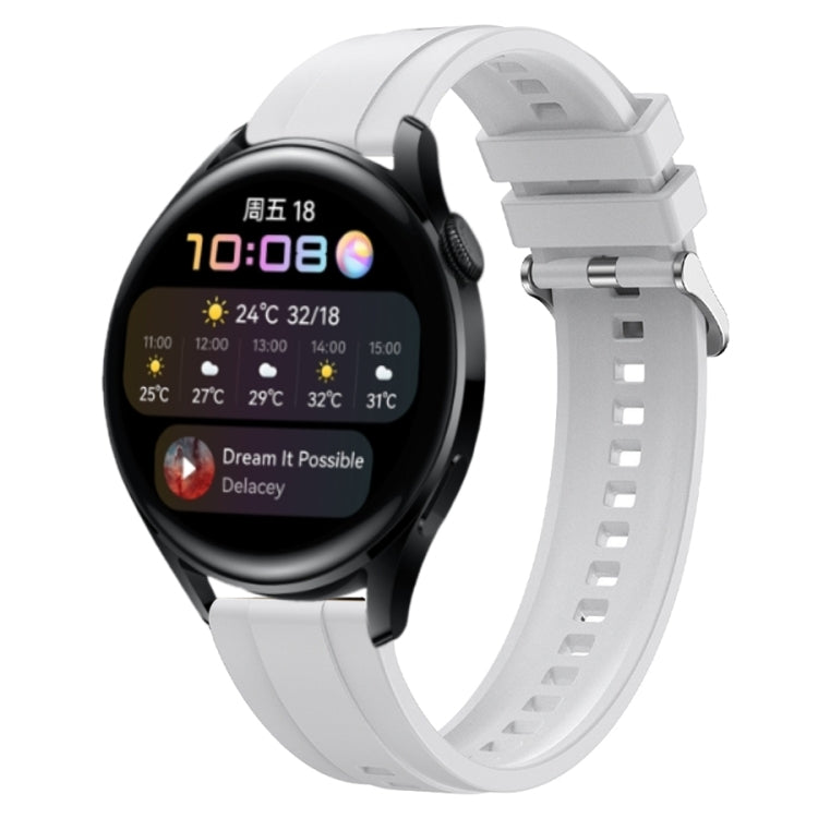 For Huawei Watch 3 / 3 Pro Tire Pattern Silver Buckle Silicone Watch Band(White) - Watch Bands by PMC TechLife | Online Shopping South Africa | PMC TechLife