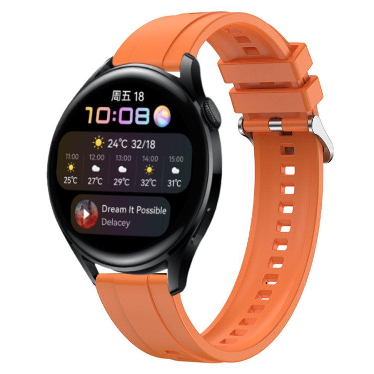 For Huawei Watch 3 / 3 Pro Tire Pattern Silver Buckle Silicone Watch Band(Orange) - Watch Bands by PMC TechLife | Online Shopping South Africa | PMC TechLife