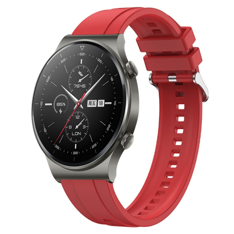 For Huawei Watch GT2 Pro / GT 2e / GT2 46mm Tire Pattern Silver Buckle Silicone Watch Band(Red) - Watch Bands by PMC TechLife | Online Shopping South Africa | PMC TechLife