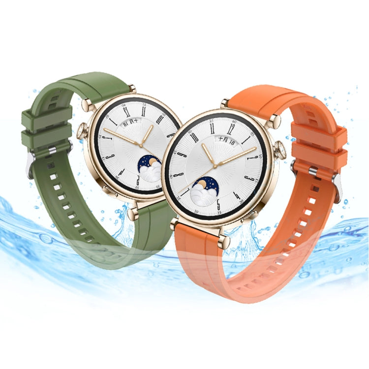 For Huawei Watch 4 Tire Pattern Silver Buckle Silicone Watch Band(Green) - Watch Bands by PMC TechLife | Online Shopping South Africa | PMC TechLife