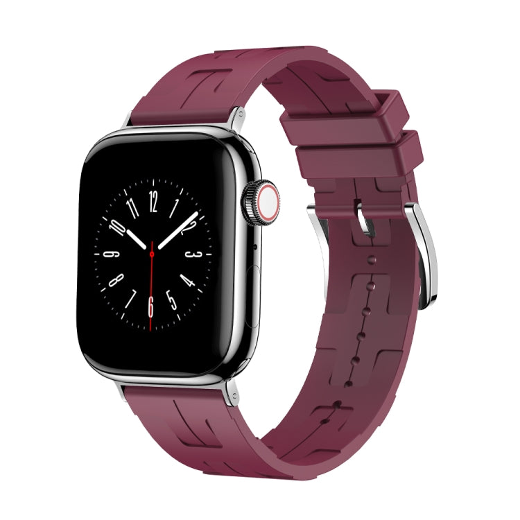 For Apple Watch SE 2023 40mm H Texture Soft Silicone Buckle Watch Band(Wine) - free shipping - PMC TechLife - Order now!