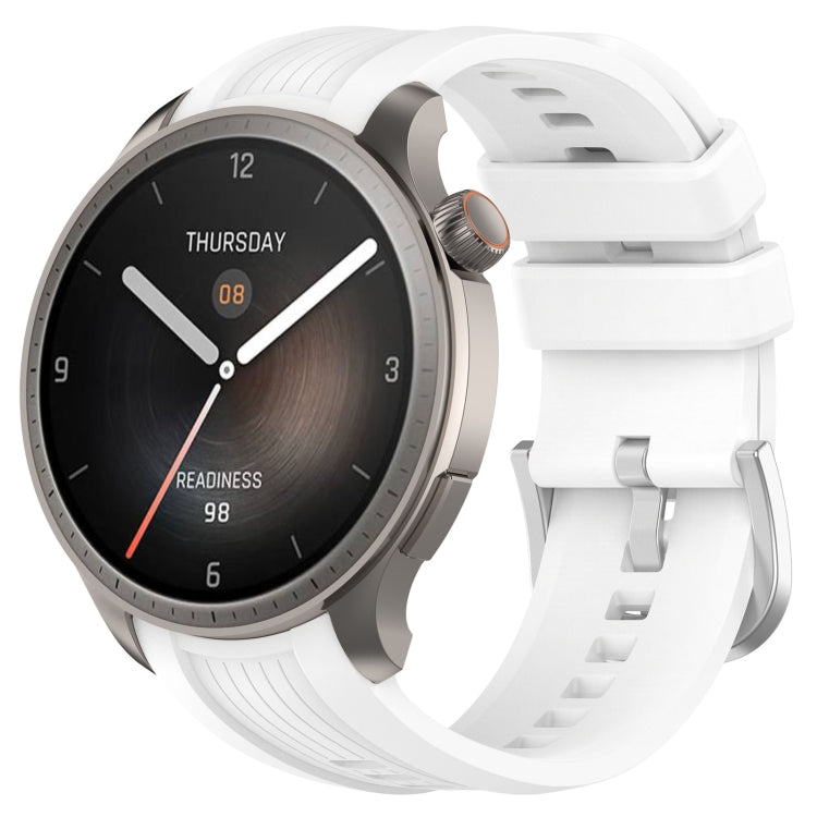 For Amazfit Balance A2286 Vertical Texture Silicone Watch Band(White) - Watch Bands by PMC TechLife | Online Shopping South Africa | PMC TechLife