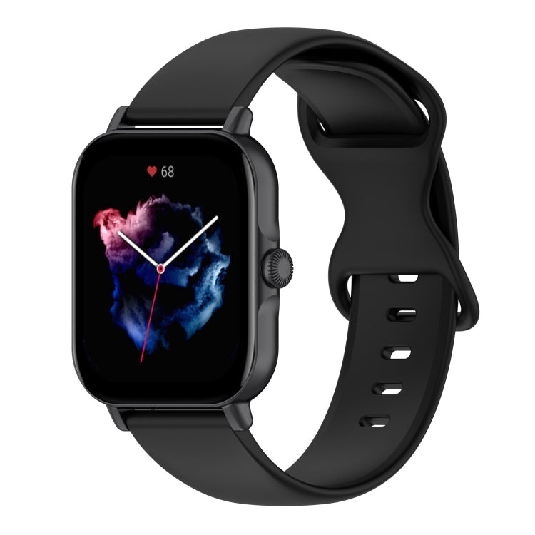 For Amazfit Active L Butterfly 8-shaped Buckle Silicone Watch Band(Black) - Watch Bands by PMC TechLife | Online Shopping South Africa | PMC TechLife