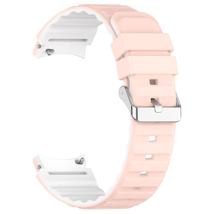 For Samsung Galaxy Watch 6 Classic Two Color Horizontal Silicone Watch Band(Pink White) - Watch Bands by PMC TechLife | Online Shopping South Africa | PMC TechLife