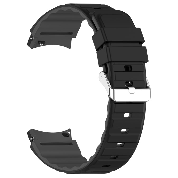 For Samsung Galaxy Watch 6 Two Color Horizontal Silicone Watch Band(Black Grey) - Watch Bands by PMC Jewellery | Online Shopping South Africa | PMC Jewellery