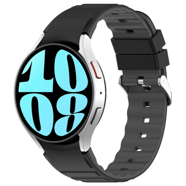 For Samsung Galaxy Watch 5 Two Color Horizontal Silicone Watch Band(Black Grey) - Watch Bands by PMC TechLife | Online Shopping South Africa | PMC TechLife