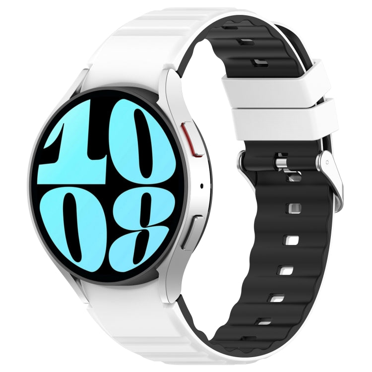 For Samsung Galaxy Watch 5 Two Color Horizontal Silicone Watch Band(White Black) - Watch Bands by PMC TechLife | Online Shopping South Africa | PMC TechLife
