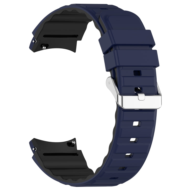 For Samsung Galaxy Watch 5 Two Color Horizontal Silicone Watch Band(Blue Black) - Watch Bands by PMC TechLife | Online Shopping South Africa | PMC TechLife