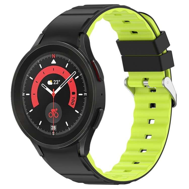 For Samsung Galaxy Watch 5 Pro Two Color Horizontal Silicone Watch Band(Black Green) - Watch Bands by PMC TechLife | Online Shopping South Africa | PMC TechLife