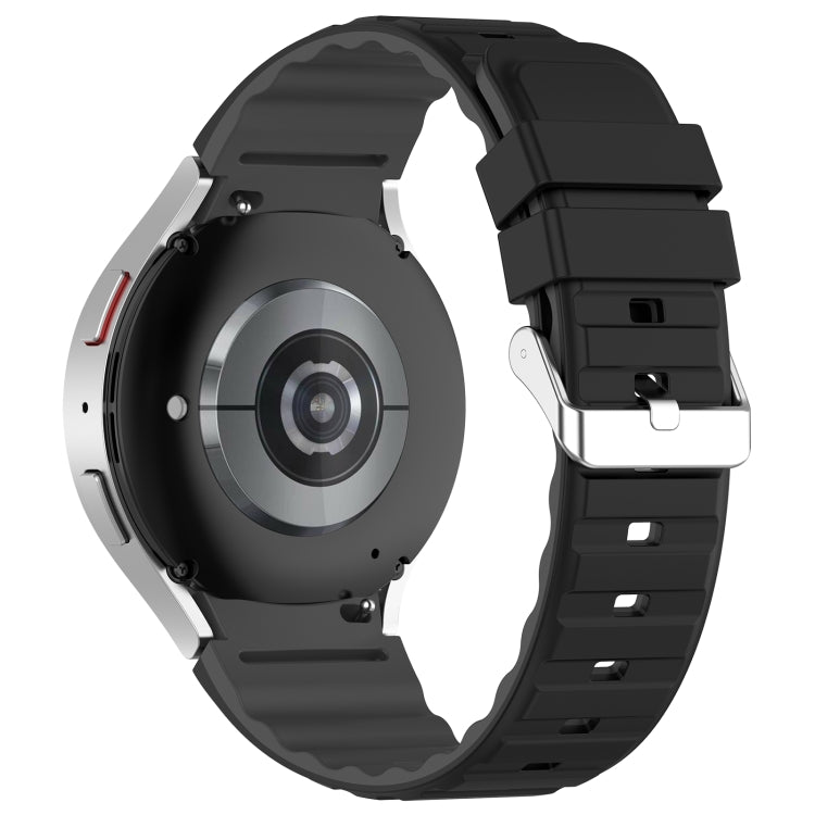 For Samsung Galaxy Watch 4 Classic 46mm Two Color Horizontal Silicone Watch Band(Black Grey) - Watch Bands by PMC TechLife | Online Shopping South Africa | PMC TechLife