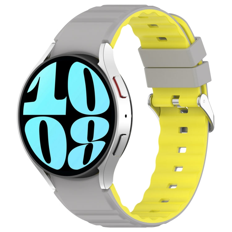 For Samsung Galaxy Watch 3 41mm Two Color Horizontal Silicone Watch Band(Grey Yellow) - Watch Bands by PMC TechLife | Online Shopping South Africa | PMC TechLife