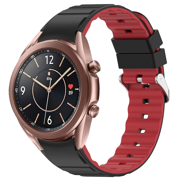 For Samsung Galaxy Watch 3 41mm Two Color Horizontal Silicone Watch Band(Black Red) - Watch Bands by PMC TechLife | Online Shopping South Africa | PMC TechLife