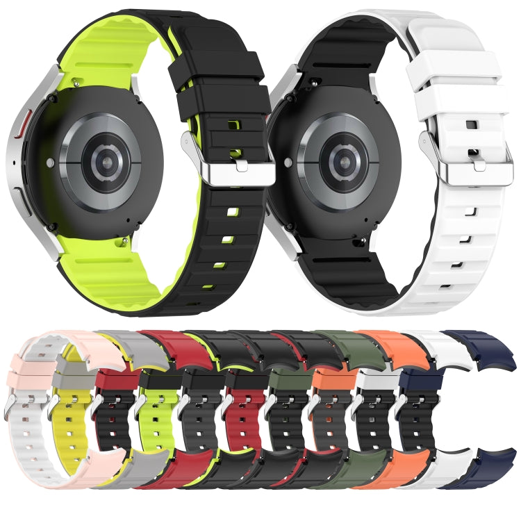 For Samsung Galaxy Watch 6 Two Color Horizontal Silicone Watch Band(Pink White) - Watch Bands by PMC TechLife | Online Shopping South Africa | PMC TechLife