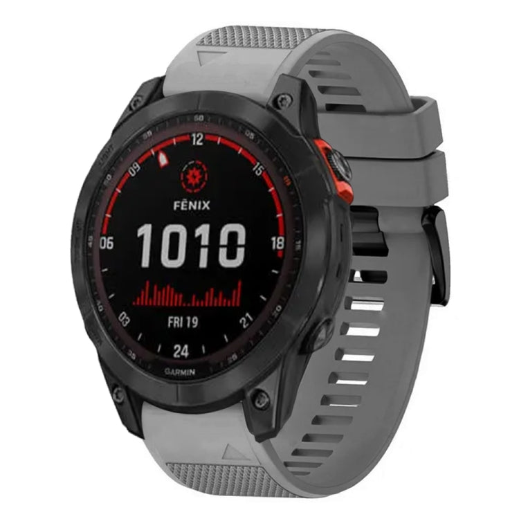 Compatible with Garmin Fenix 7X Solar 26mm Quick Release Silicone Watch Band(Grey) - Watch Bands by PMC TechLife | Online Shopping South Africa | PMC TechLife | Buy Now Pay Later Mobicred