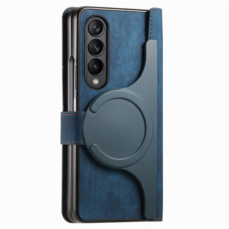 For Samsung Galaxy Z Fold4 Retro MagSafe Magnetic Zipper Wallet Leather Phone Case(Blue) - Galaxy Z Fold4 5G Cases by PMC Jewellery | Online Shopping South Africa | PMC Jewellery