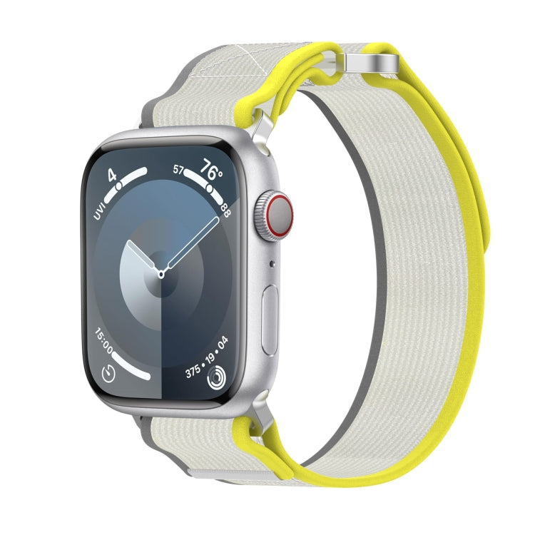 For Apple Watch Series 7 41mm Double Hook and Loop Faster Nylon Watch Band(Yellow + Beige) - free shipping - PMC TechLife - Order now!