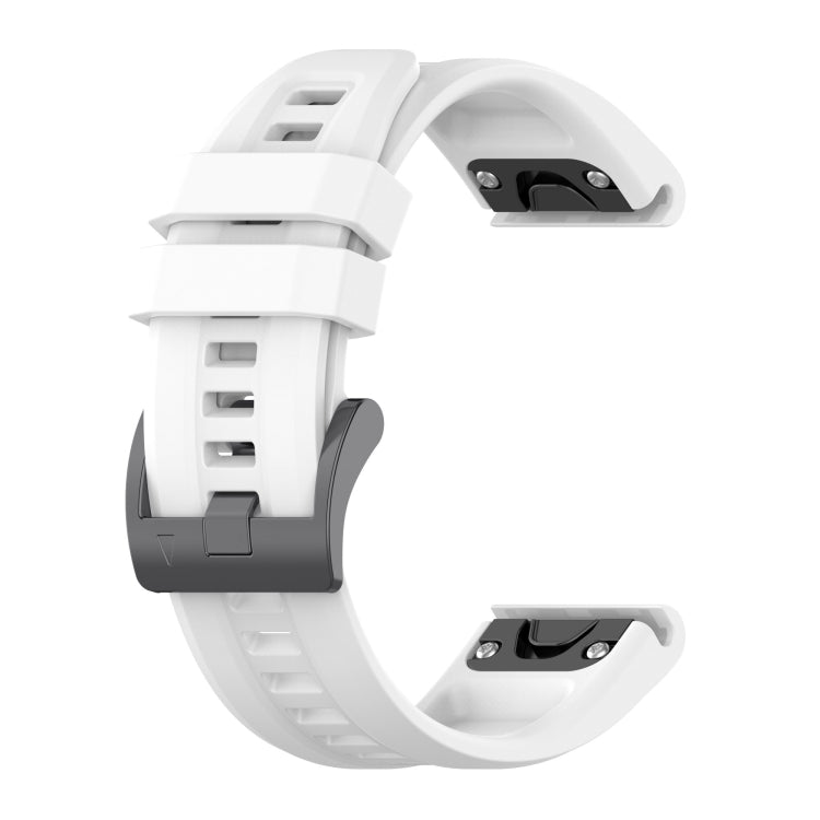 Compatible with Garmin Fenix 5 / Fenix 5 Plus Solid Color Black Buckle Silicone Quick Release Watch Band(White) - Watch Bands by PMC TechLife | Online Shopping South Africa | PMC TechLife | Buy Now Pay Later Mobicred