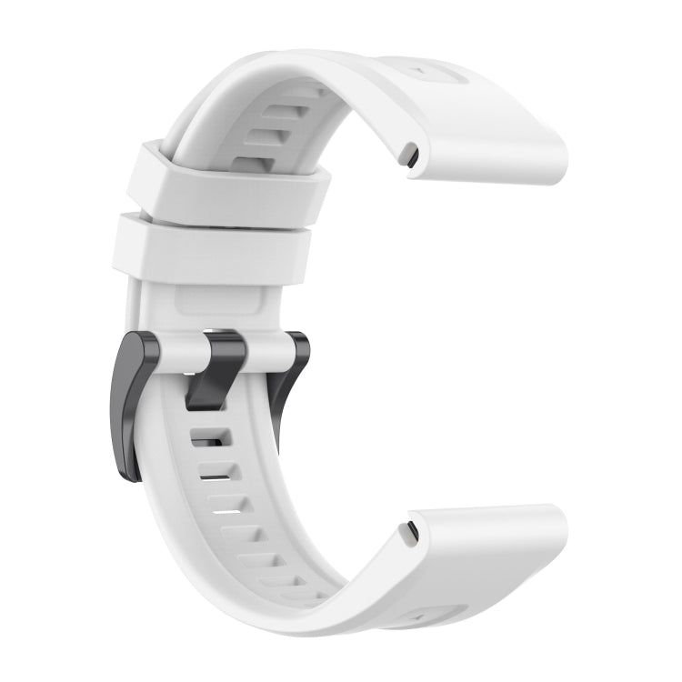Compatible with Garmin Fenix 5 / Fenix 5 Plus Solid Color Black Buckle Silicone Quick Release Watch Band(White) - Watch Bands by PMC TechLife | Online Shopping South Africa | PMC TechLife | Buy Now Pay Later Mobicred