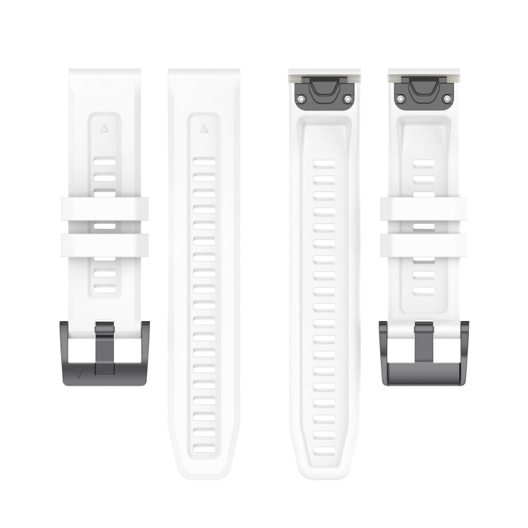 Compatible with Garmin Fenix 5 / Fenix 5 Plus Solid Color Black Buckle Silicone Quick Release Watch Band(White) - Watch Bands by PMC TechLife | Online Shopping South Africa | PMC TechLife | Buy Now Pay Later Mobicred