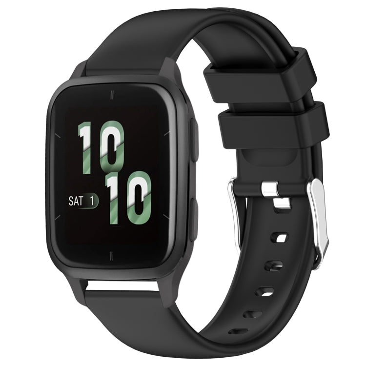 Compatible with Garmin Compatible witherunner Sq2 20mm Smooth Solid Color Silicone Watch Band(Black) - Watch Bands by PMC TechLife | Online Shopping South Africa | PMC TechLife | Buy Now Pay Later Mobicred