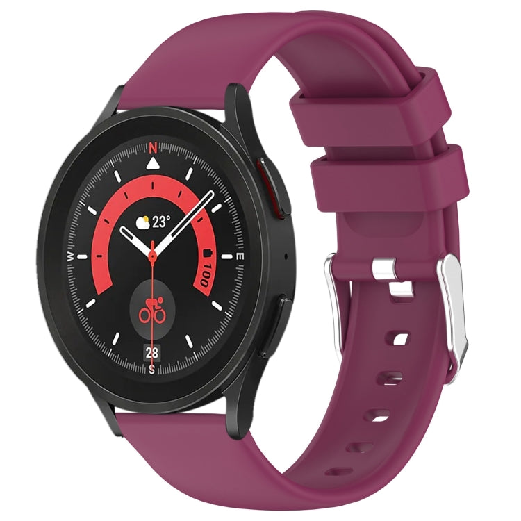 For Samsung Galaxy Watch 5 Pro  45mm 20mm Smooth Solid Color Silicone Watch Band(Burgundy) - free shipping - PMC TechLife - Order now!