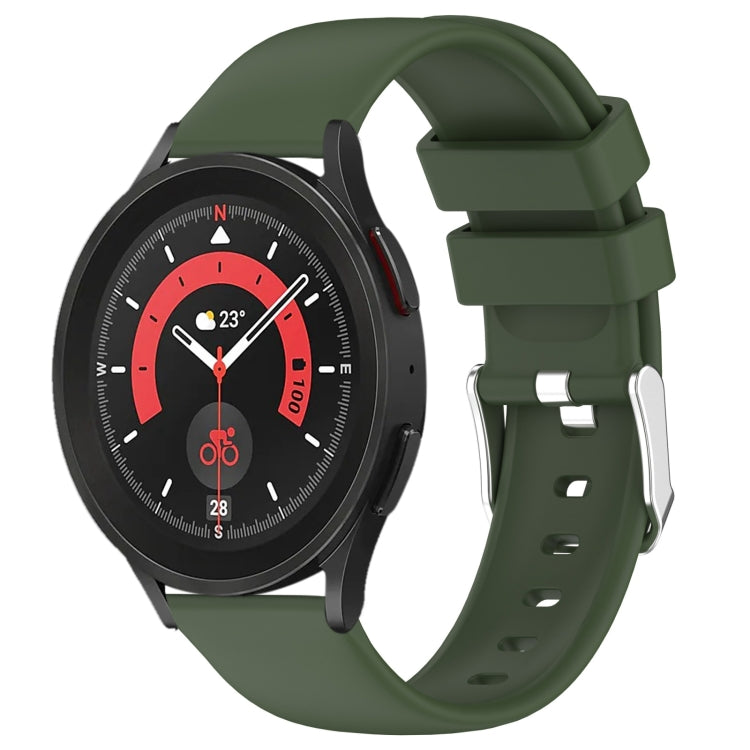 For Samsung Galaxy Watch 5 Pro  45mm 20mm Smooth Solid Color Silicone Watch Band(Army Green) - free shipping - PMC TechLife - Order now!