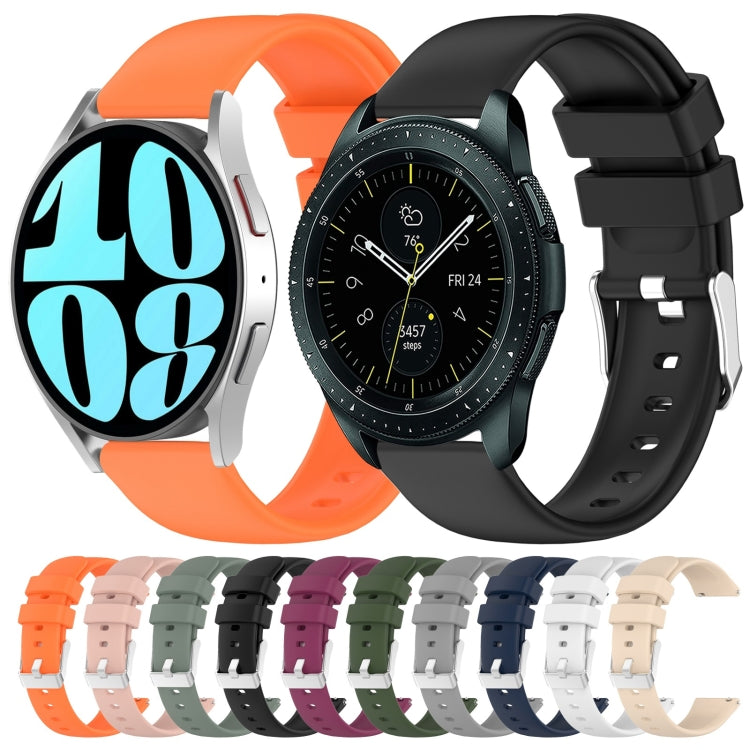 For Samsung Galaxy Watch 6 Classic 47mm 20mm Smooth Solid Color Silicone Watch Band(Grey) - Watch Bands by PMC TechLife | Online Shopping South Africa | PMC TechLife | Buy Now Pay Later Mobicred