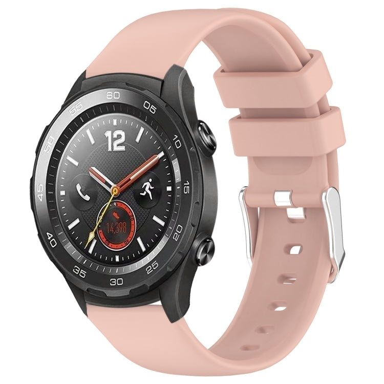 For Huawei Watch 2 20mm Smooth Solid Color Silicone Watch Band(Pink) - Watch Bands by PMC TechLife | Online Shopping South Africa | PMC TechLife | Buy Now Pay Later Mobicred