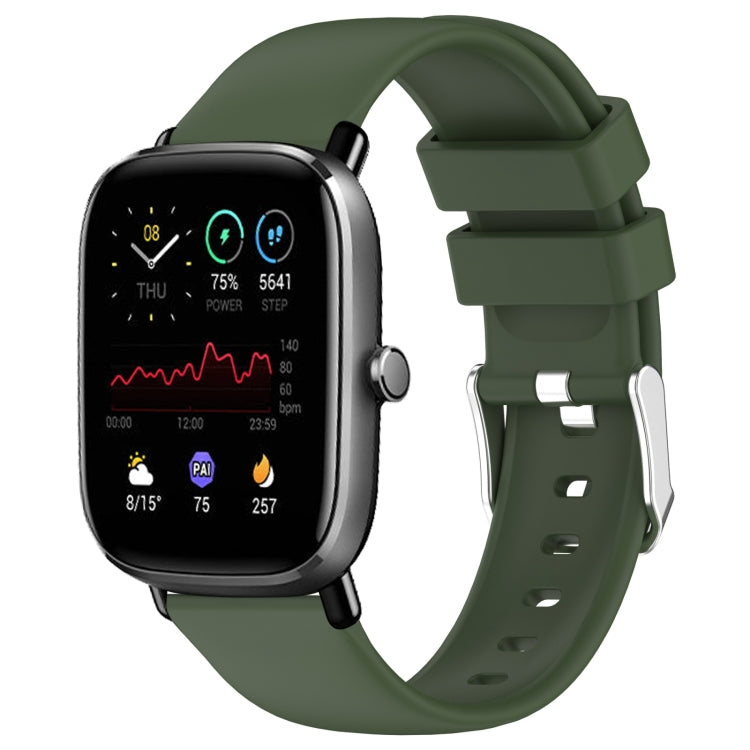 For Amazfit GTS 4 Mini 20mm Smooth Solid Color Silicone Watch Band(Army Green) - free shipping - PMC TechLife - Order now!