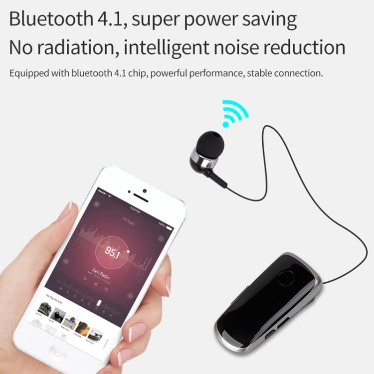K39 Wireless Bluetooth Headset CSR DSP chip In-Ear Vibrating Alert Wear Clip Hands Free Earphone (White) - Bluetooth Earphone by PMC TechLife | Online Shopping South Africa | PMC TechLife
